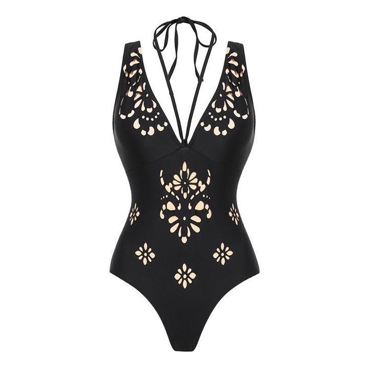 Swimsuit black laser Hollow Out Cutout high end swimsuit set women maxi dress one size fits all