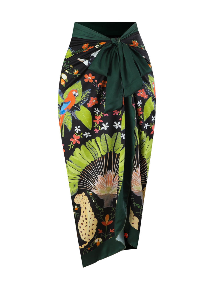 One Piece Printed Skirt Conservative Swimwear Two Piece Women Swimsuit