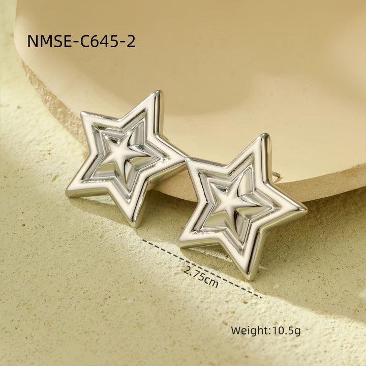 Glossy Hollow Out Cutout Stainless Steel Earrings Ball Love Embellished Retro High Sense Titanium Steel Earrings