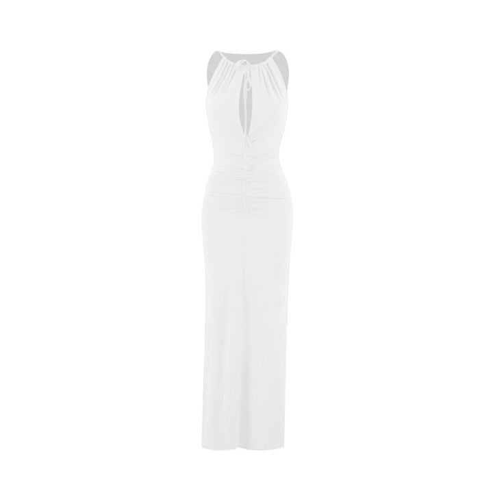 Women Clothing Fall Inner Match Sexy Pleated Slim Private Clothing Maxi Dress