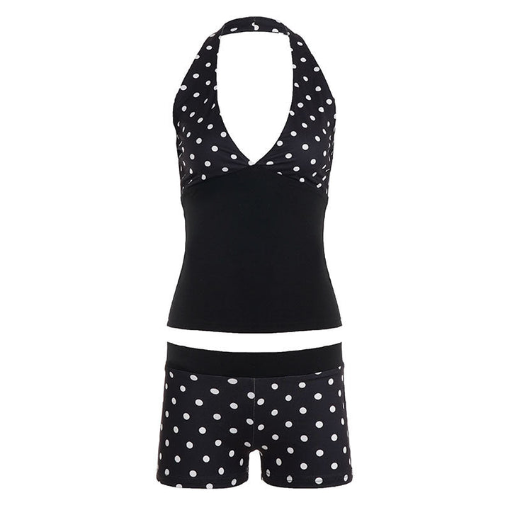 Sexy Polka Dot Halter Spaghetti Straps Short Street Waist Tight Slimming Two Piece Sets