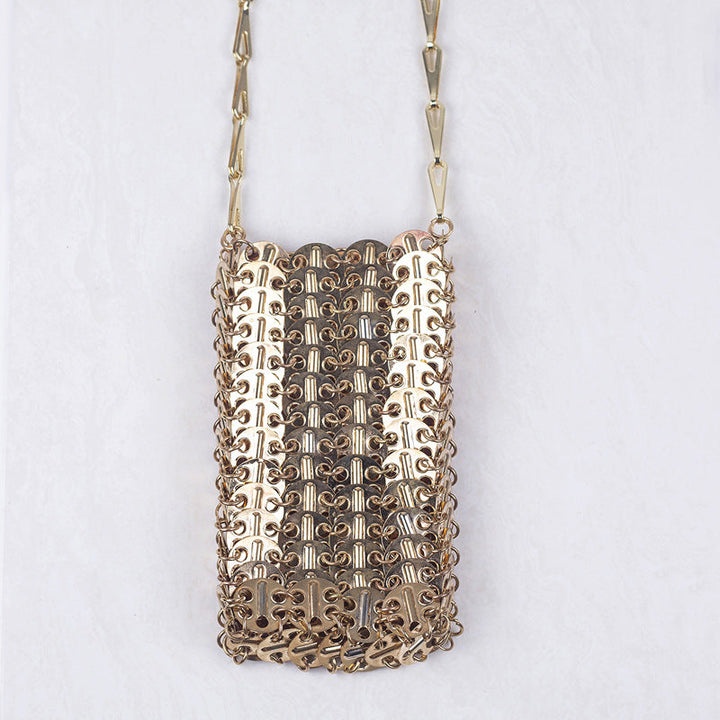 Metal Gold Sequ DIY Handmade Mobile Phone Lipstick Messenger Bag Niche Bag Women