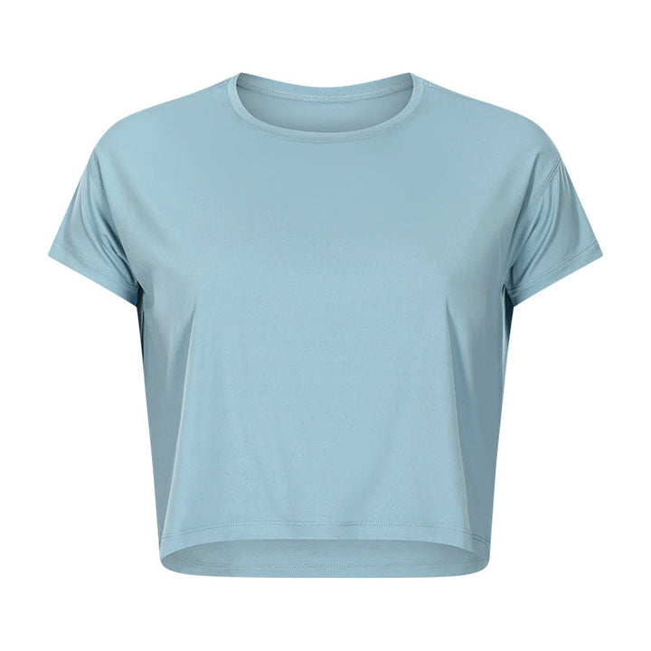 Sexy Cropped Yoga T shirt Women Quick Drying Loose Breathable Outdoor Sports Workout Clothes