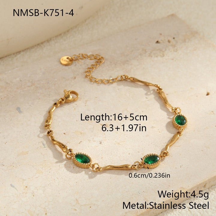 Inlaid Color Zircon Stainless Steel Bracelet Non Fading Light Luxury High Grade Sense Ornament