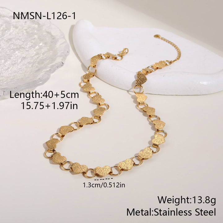 Personalized High Grade Hollowed Heart Shape Stainless Steel Necklace 18K Gold Plating Exaggerated Bracelet Hand Jewelry