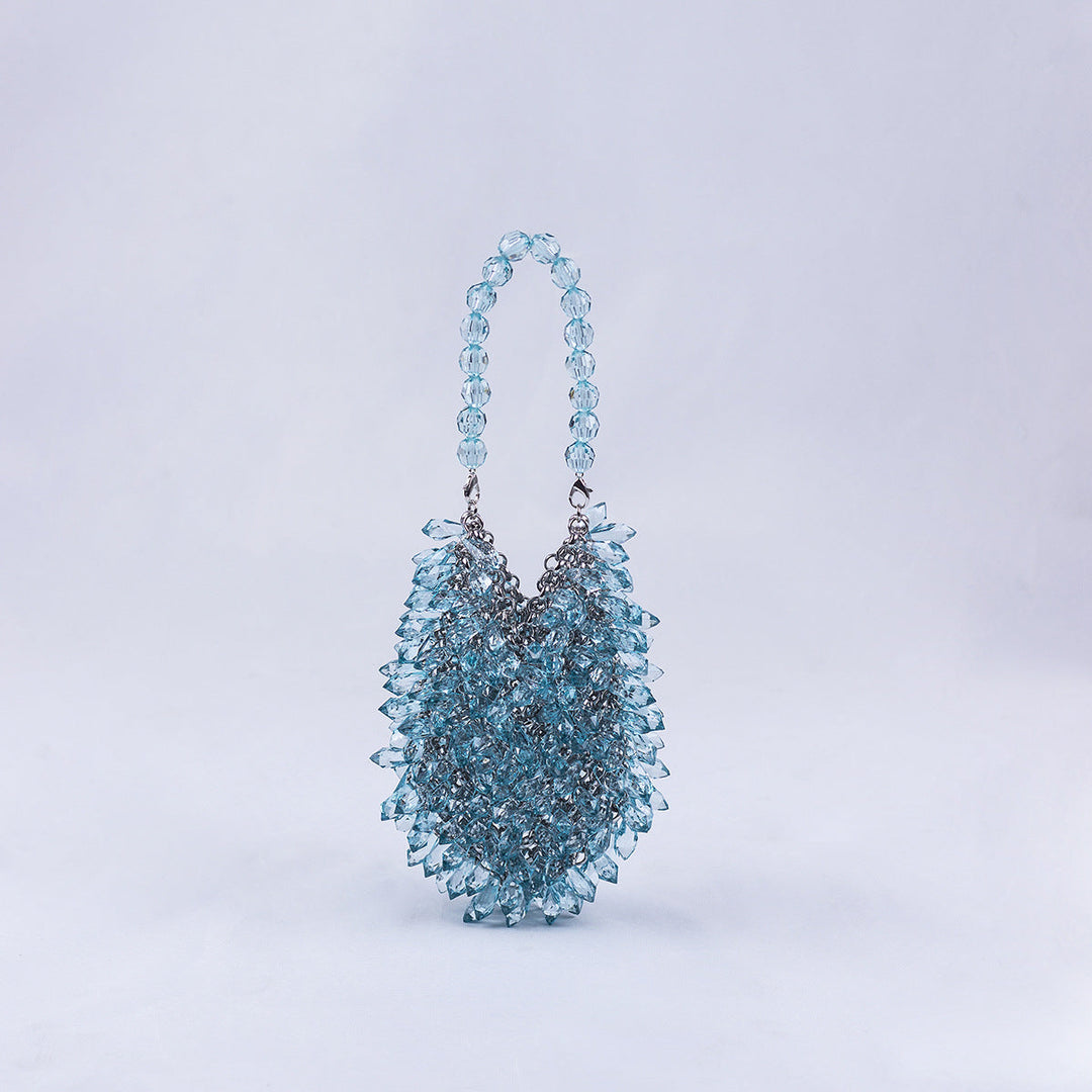 Hand Woven Direct Transparent Crystal Acrylic Water Drop Metal Handmade Women Handbag