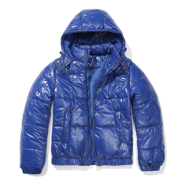 Fall Winter Hooded Cotton Padded Clothes 20D Film Splash Proof Fashionable Jacket Long Sleeve Glossy Cotton Padded Clothes for Women