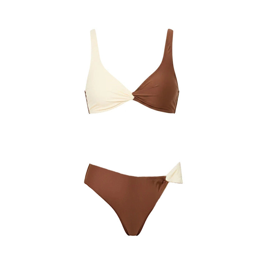 Women Bikini Color Matching Simple High Sense Split Swimsuit Sets