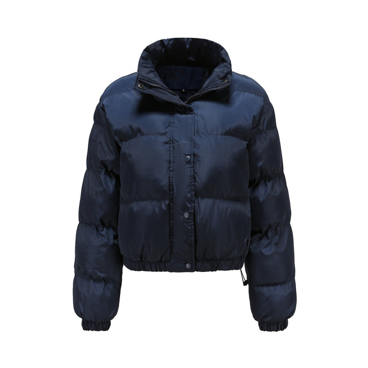 Autumn Winter Women Clothing Short Cotton Jacket Women Long Sleeve High Collar Warm Coat Loose Casual Cotton-Padded Clothes