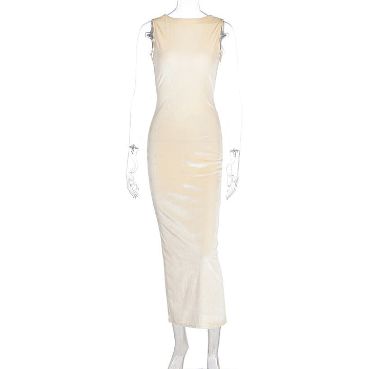 Women Clothing Summer Maxi Dress Elegance Sleeveless Slim Fit Backless Split Dress