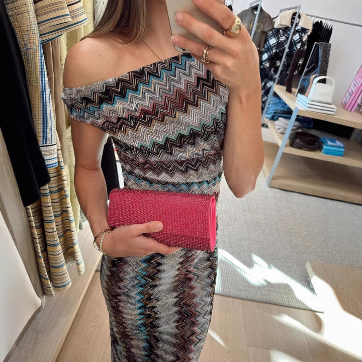 Spring Summer Oblique Shoulder Knitted Printed Dress Casual Vacation Party Dress