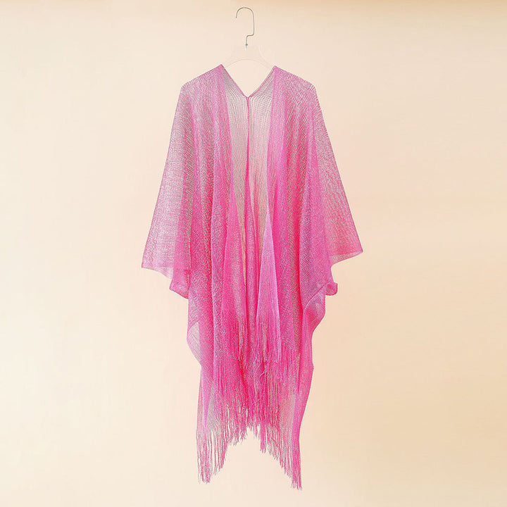 Beach Solid Color Sun Proof Tassel Knitting Beach Cover Up Sweater Shawl Cardigan