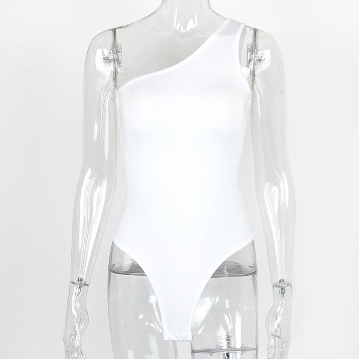 Summer Women Clothing Sexy One-Shoulder Onesie Slim Fit Backless Sleeveless Diagonal Collar Top