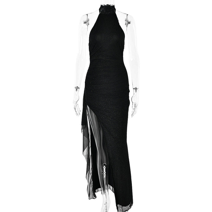 Sexy Women Wear Autumn Sexy Sleeveless Halter Backless Slim Fit Slit Dress