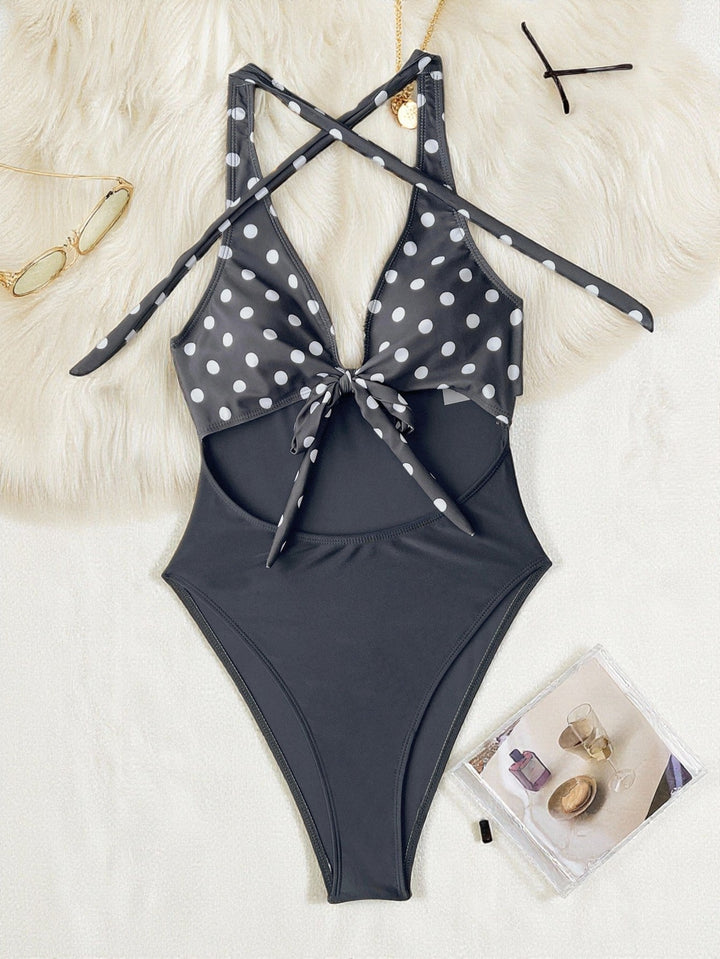 Bikini Double One Piece Swimsuit Polka Dot Bikini Swimsuit Women Backless Swimsuit Sexy