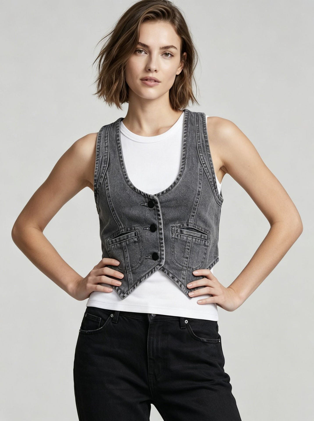 Top Product Washable Bandage Dress Women Cowboy Vest