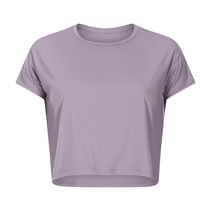 Sexy Cropped Yoga T shirt Women Quick Drying Loose Breathable Outdoor Sports Workout Clothes