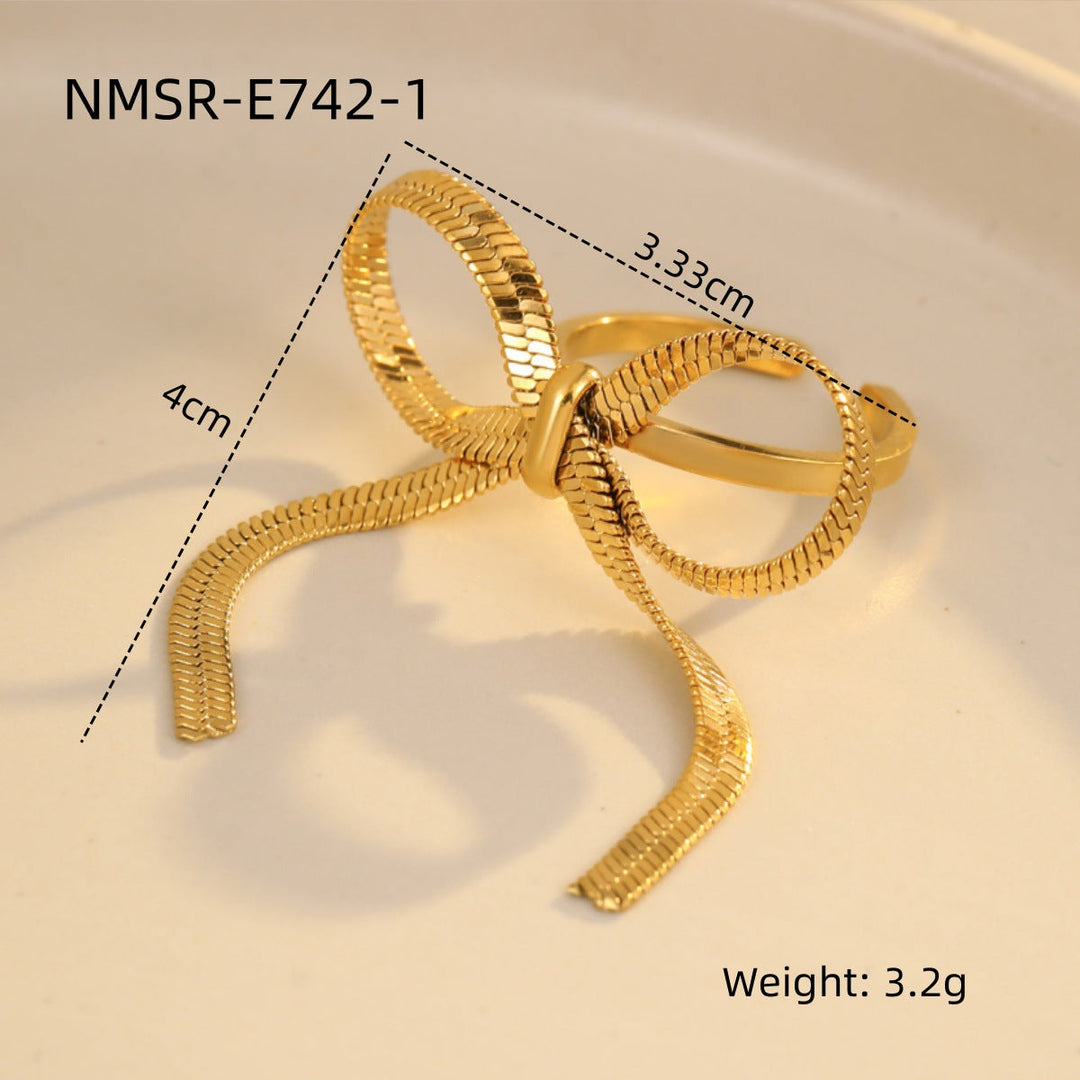 Stainless Steel Ring Exaggerated Irregular Asymmetric Geometric Abstract Plated 18K Gold Titanium Steel Ring Bracelet