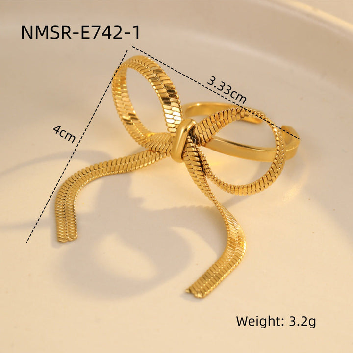 Stainless Steel Ring Exaggerated Irregular Asymmetric Geometric Abstract Plated 18K Gold Titanium Steel Ring Bracelet