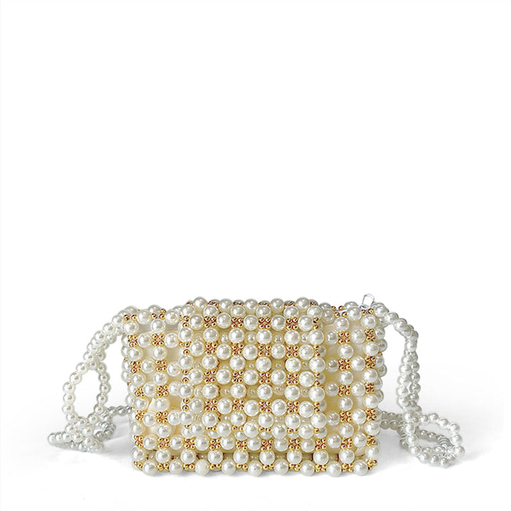 Pearl Bag Golden French One Shoulder Bag Casual Handmade Beaded Bag