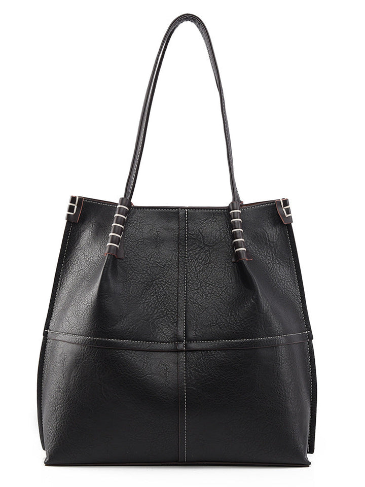Tote Bag Large Capacity Simple Women Bag Stitching Shoulder Bag Stylish Good Texture Handbag