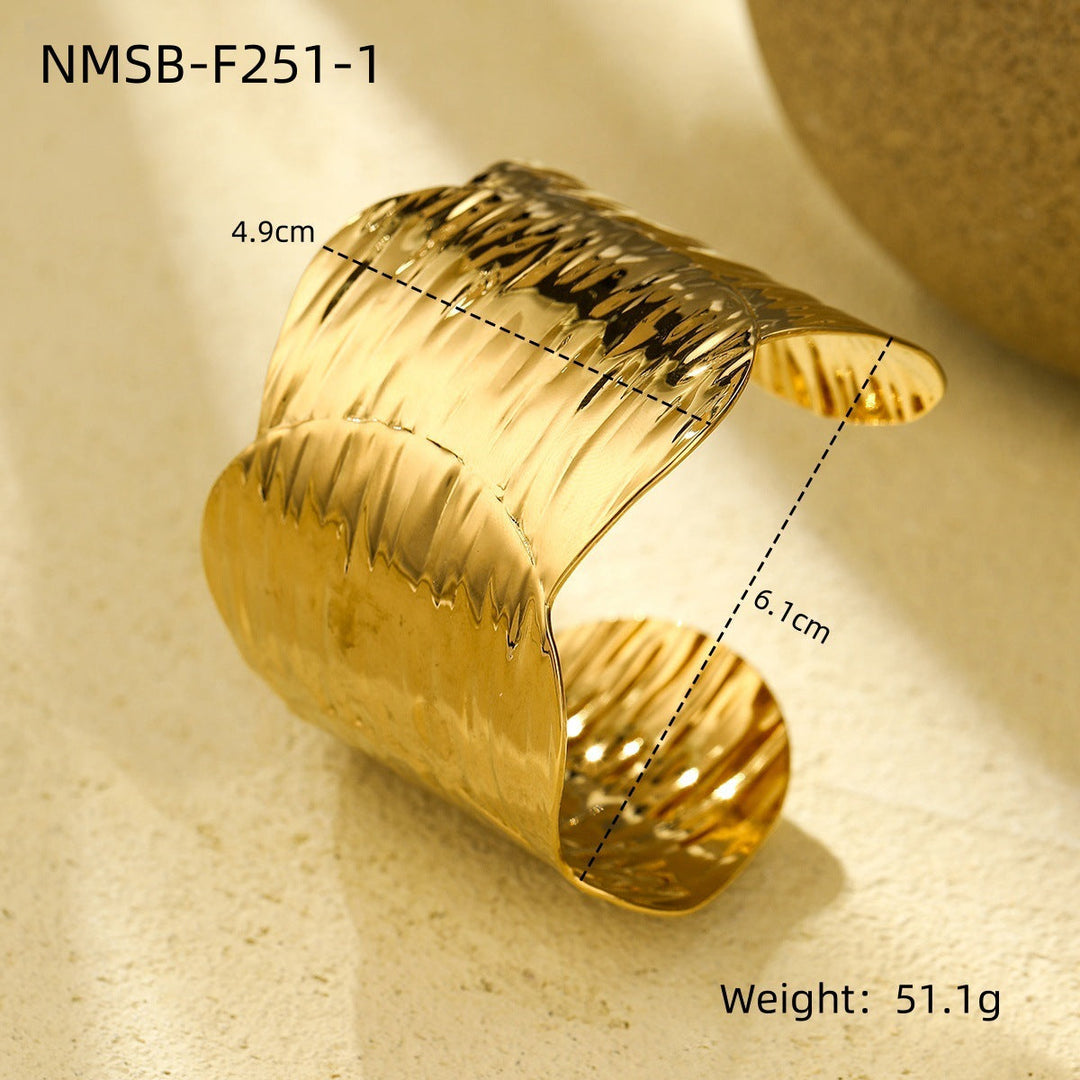 Exaggerated Personalized All Match Titanium Steel Bracelet Fashionable High End Wide Surface Design Open Stainless Steel Bracelet