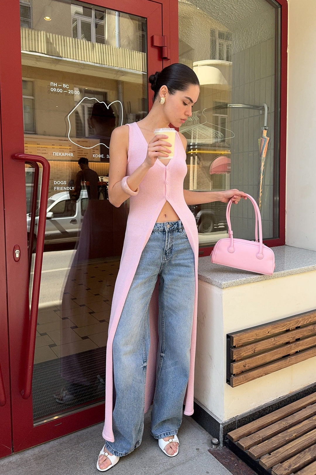 Sleeveless Design Split Long Upper Outer Garment Women Cardigan Breasted Coat Women Thin V neck