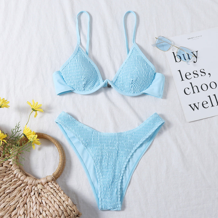 Bikini Pleating Craft Nylon Swimsuit Swimwear