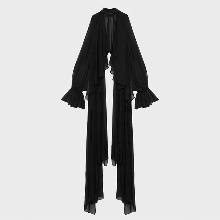 Autumn Tops Women Sweet Fresh Korean Casual Irregular Asymmetric Stand Collar Loose Solid Color Halter Shirt
