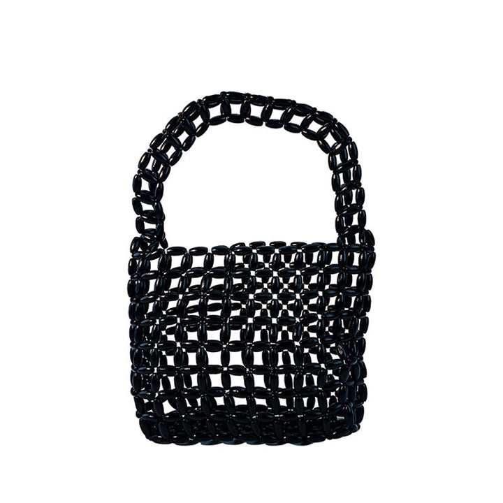Hand Woven Bag Wooden Bead Handmade Bag Retro High Sense Niche Handbag Small Square Bag