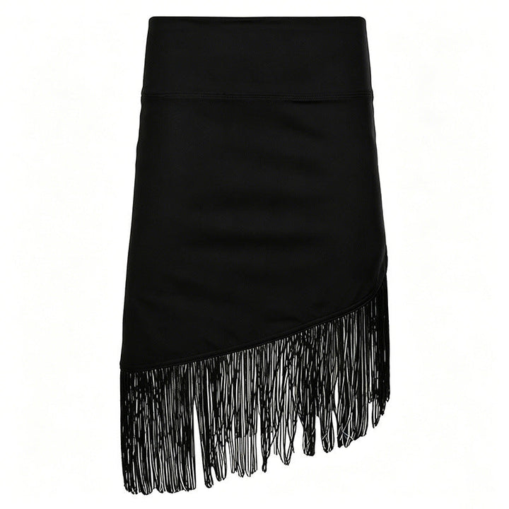 Elegant Sexy Woman Tassel Irregular Asymmetric Low Waist Skirt Retro Street Sexy Hip Mid Skirt