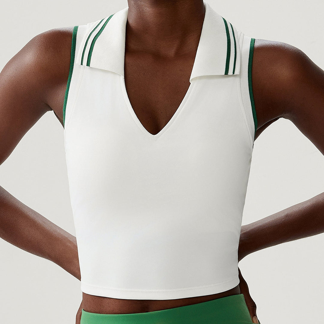 Stand Collar Tennis Women Yoga Fitness Running Top Quick Drying Sleeveless Vest with Chest Pad