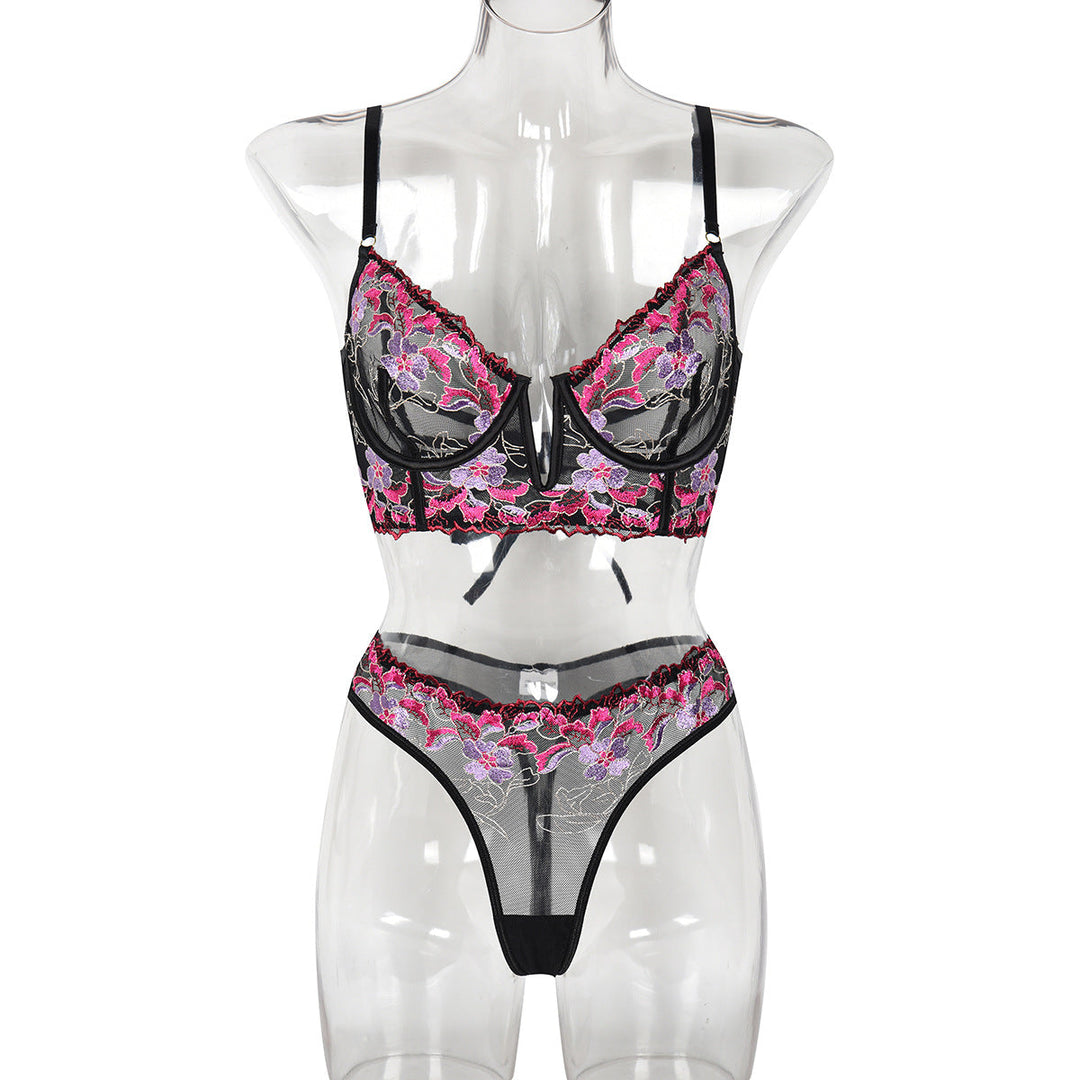Popular Series Same High Quality Embroidered Metal V neck Sexy Suit Exquisite Embroidery Two Pieces