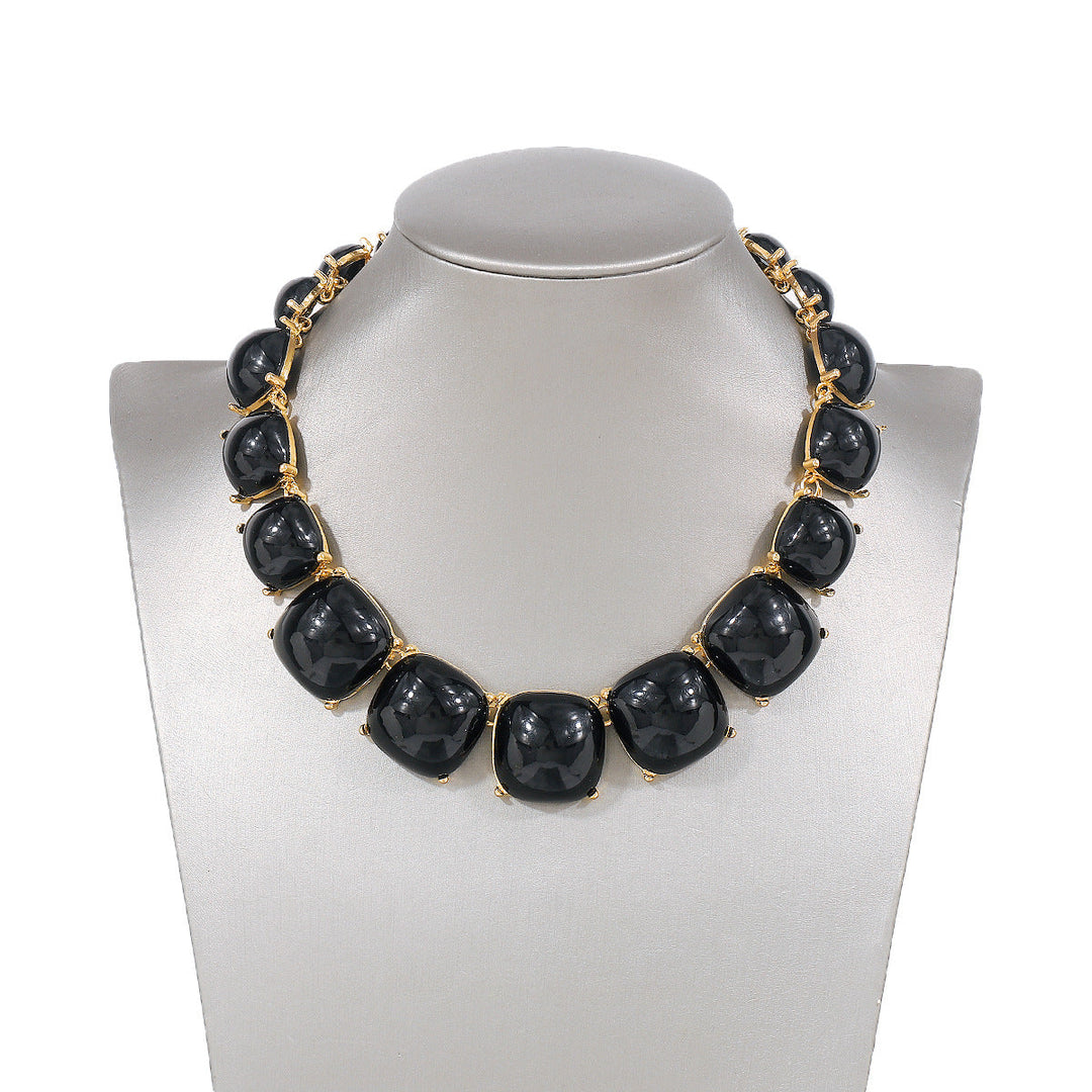 Ornament Personality Magazine Alloy Rhinestone Necklace Earrings for Women