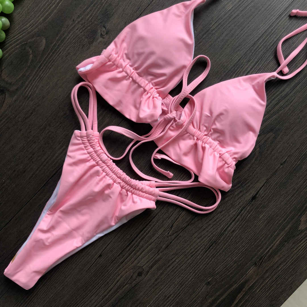 Swimsuit One-Piece Backless Sexy Solid Color Bikini Swimsuit Women Bikini