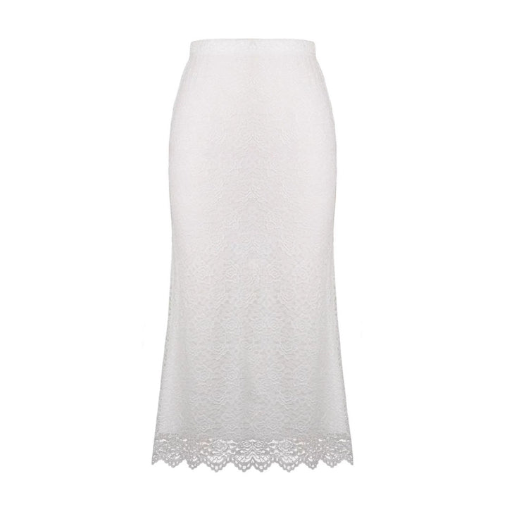 Women Clothing Lace Skirt Spring Summer High Waist One Step Skirt Sexy Slim Hip Long Skirt