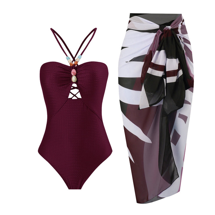 Arrival Solid Color One Piece Women Swimwear Suit French Retro Covering Belly Thin Swimming
