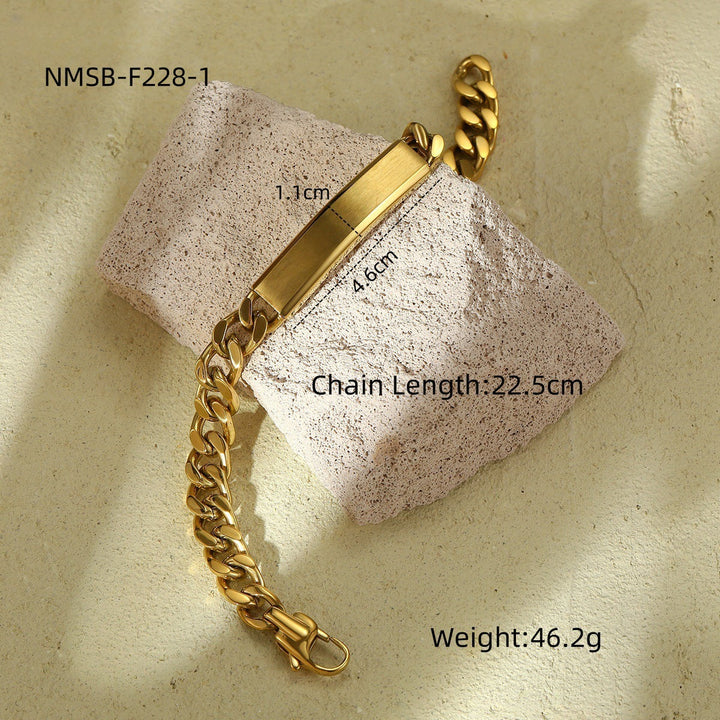 Vacuum Gold Plated Titanium Steel Bracelet Laser Laser Lettering DIY Trendy Stainless Steel Bracelet