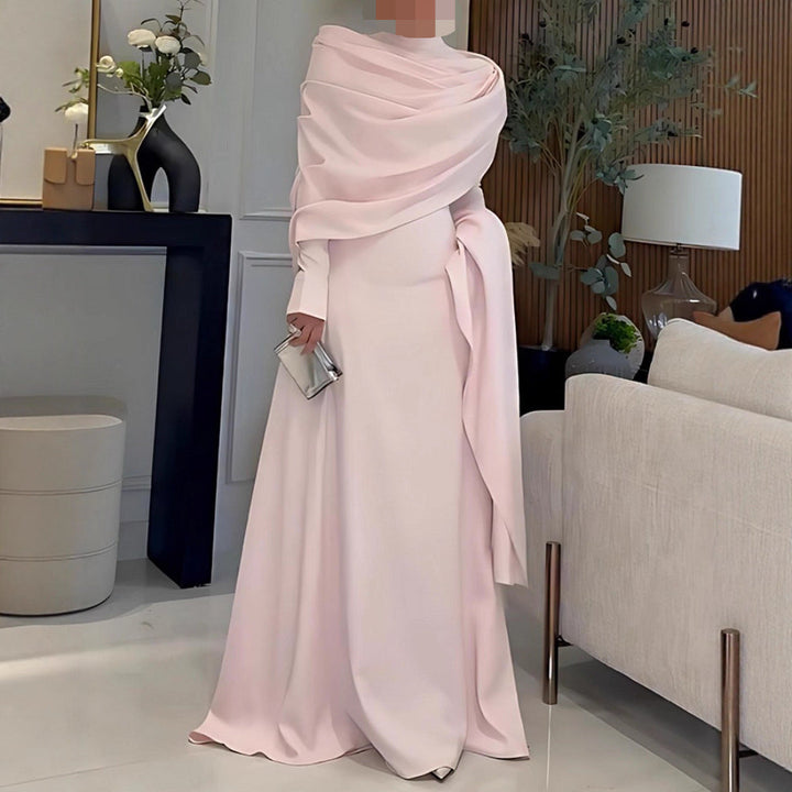 Autumn Women Clothing Sexy Pleated Mini Trailing Evening Gown