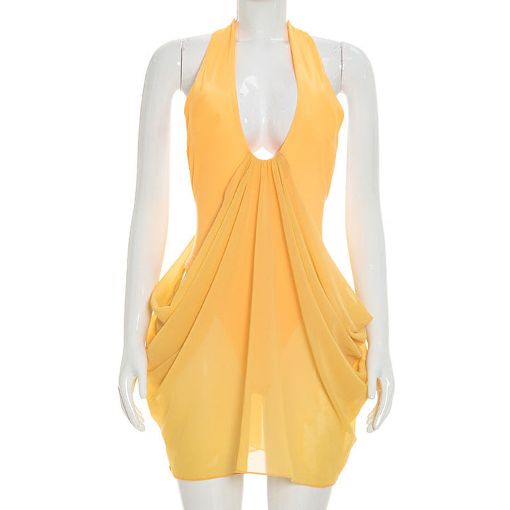 Women Clothing Spring Summer Sexy Halter Stitching Dress for Women