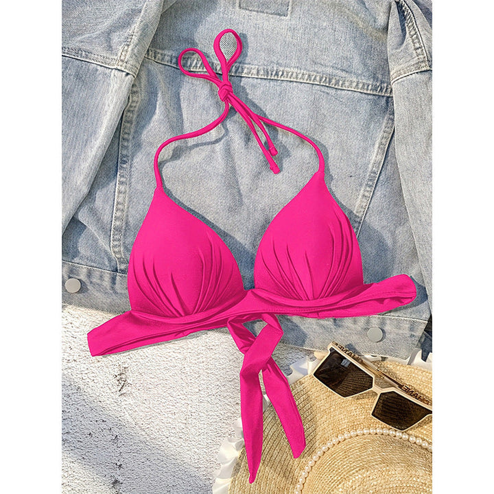 Halter Lace up Push up Bikini Swimsuit Women Spring Beach Sexy Swimsuit Top