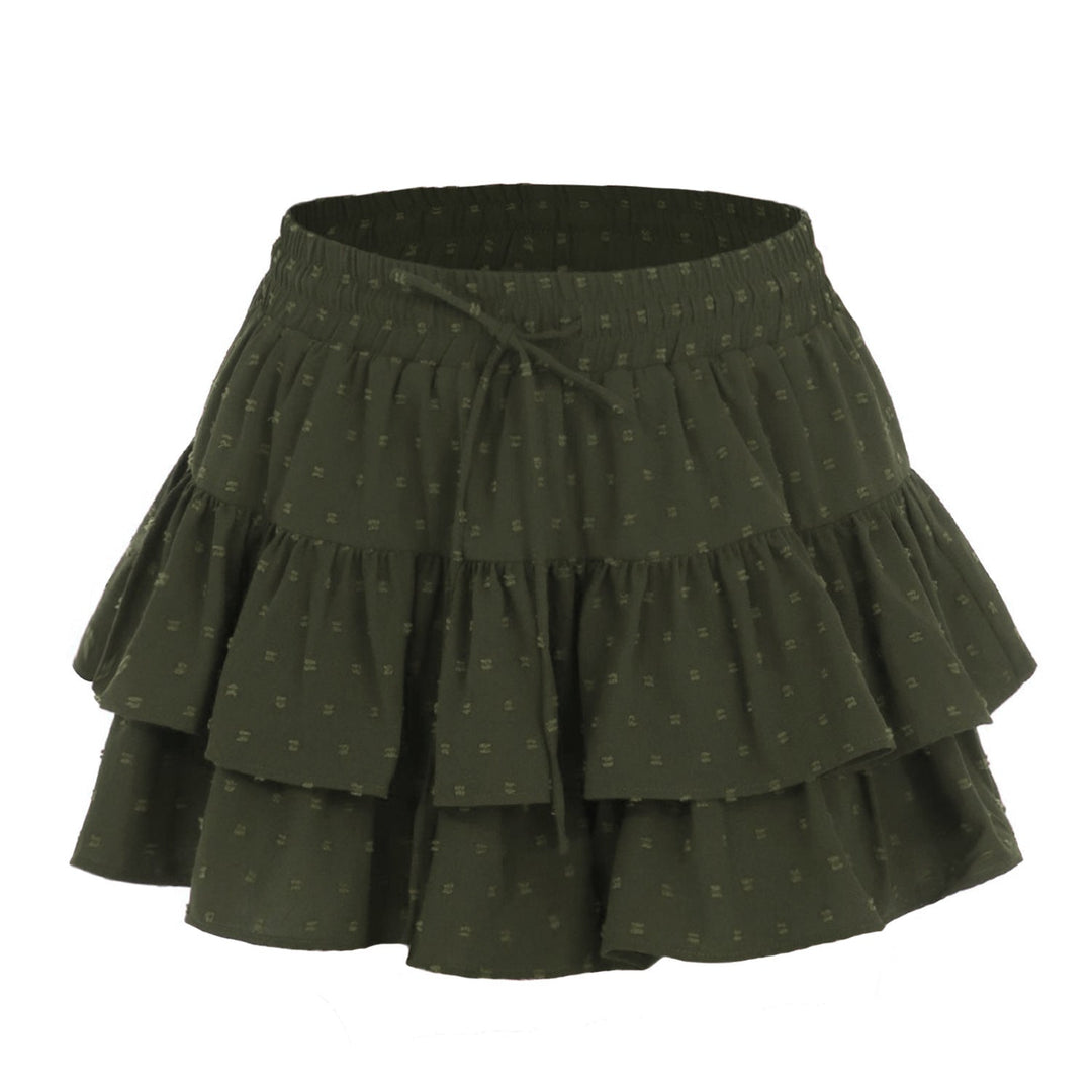 Women Lace up Adjustable Skirt Sports Wardrobe Malfunction Avoiding High Waist Elastic Pantskirt