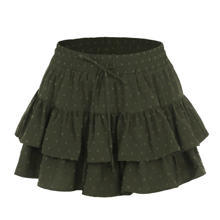 Women Lace up Adjustable Skirt Sports Wardrobe Malfunction Avoiding High Waist Elastic Pantskirt