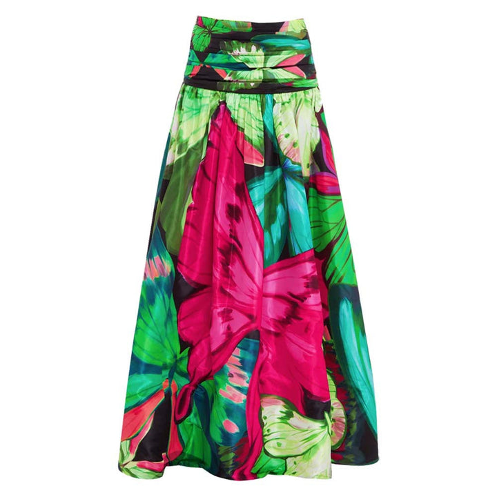 Butterfly Print One Piece Swimsuit Women Umbrella Skirt Sets