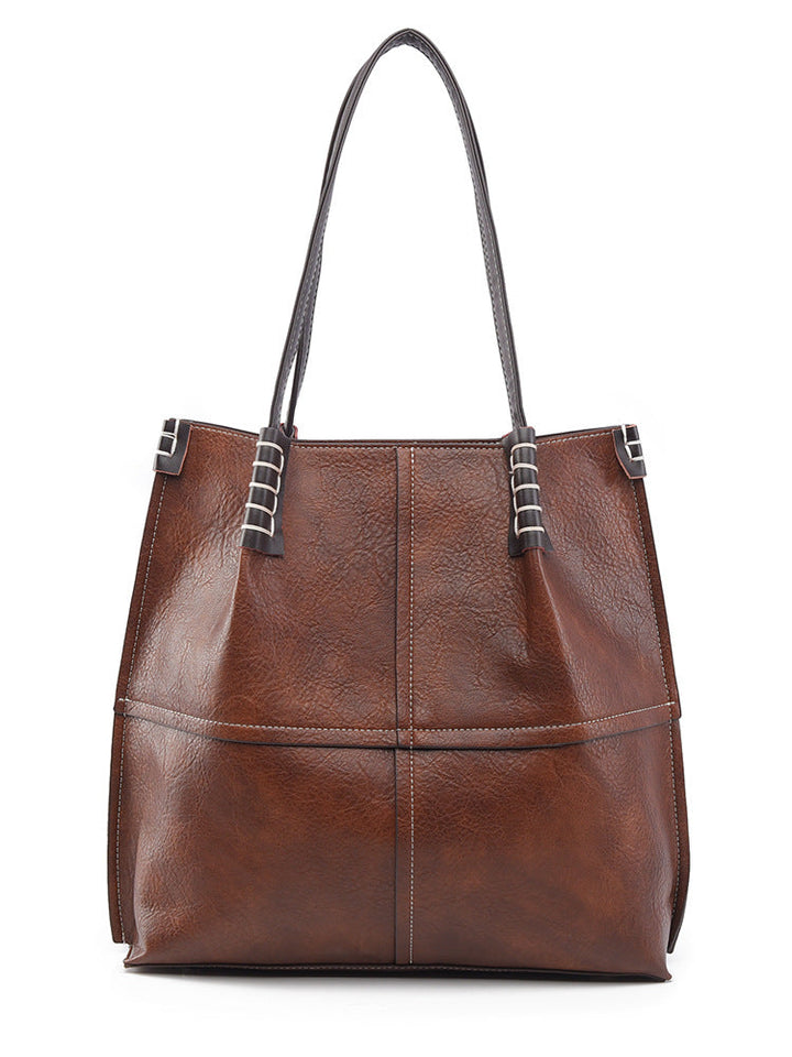 Tote Bag Large Capacity Simple Women Bag Stitching Shoulder Bag Stylish Good Texture Handbag