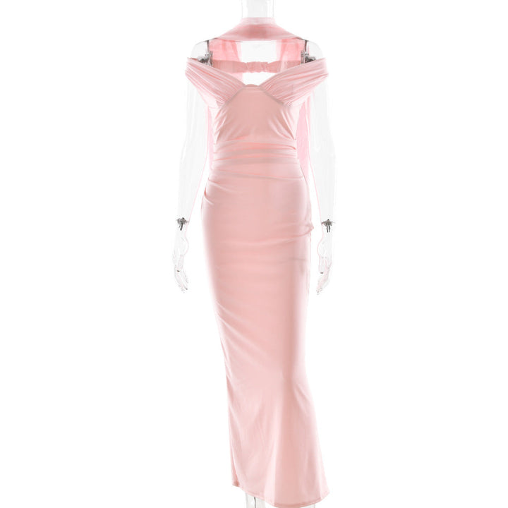 Elegant Tube Top Solid Color Dress Sexy Sleeveless Slim Fit Backless Dress