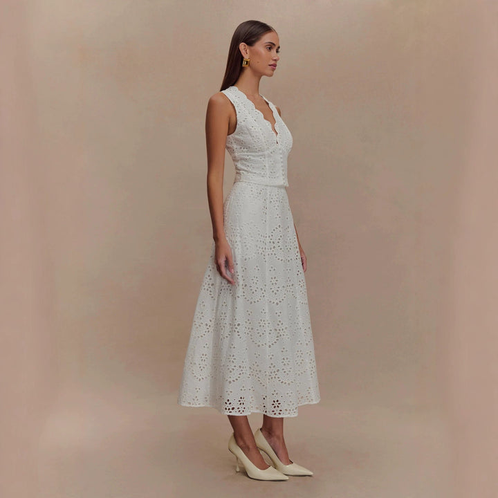 Spring Summer Vest Lace Casual Vacation Skirt Two Piece Set