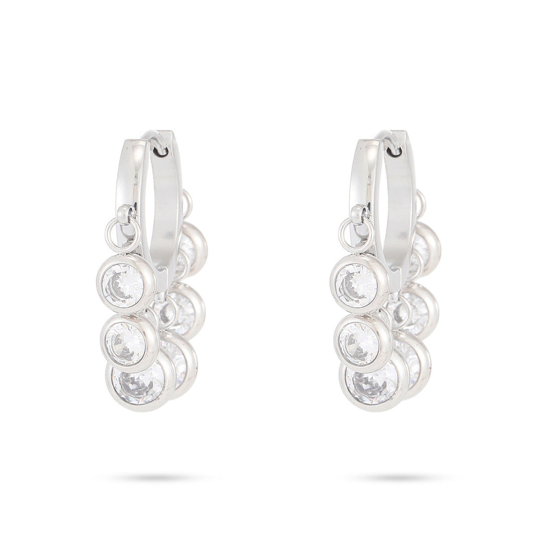 18K Vacuum Gold Plated round Diamond Stainless Steel Earrings for Women Affordable Luxury Colorful Crystals Titanium Steel Earrings Women