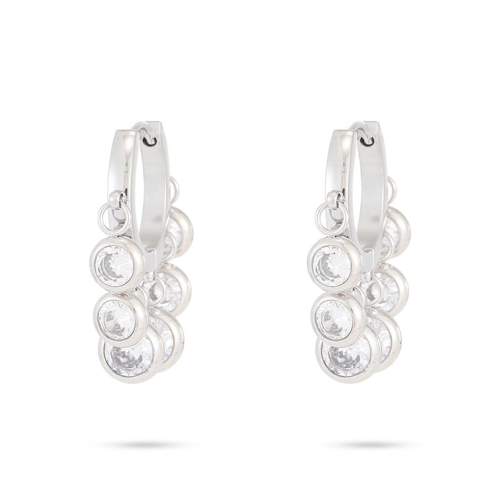 18K Vacuum Gold Plated round Diamond Stainless Steel Earrings for Women Affordable Luxury Colorful Crystals Titanium Steel Earrings Women