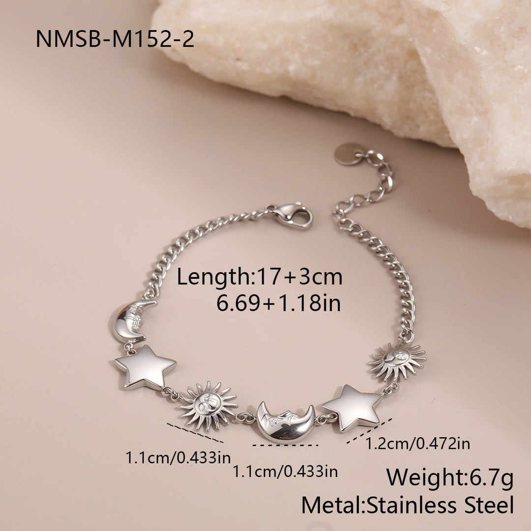 Sun Moon Stainless Steel Bracelet Light Luxury High-Grade Jewelry Non Fading Titanium Steel Ornament Women